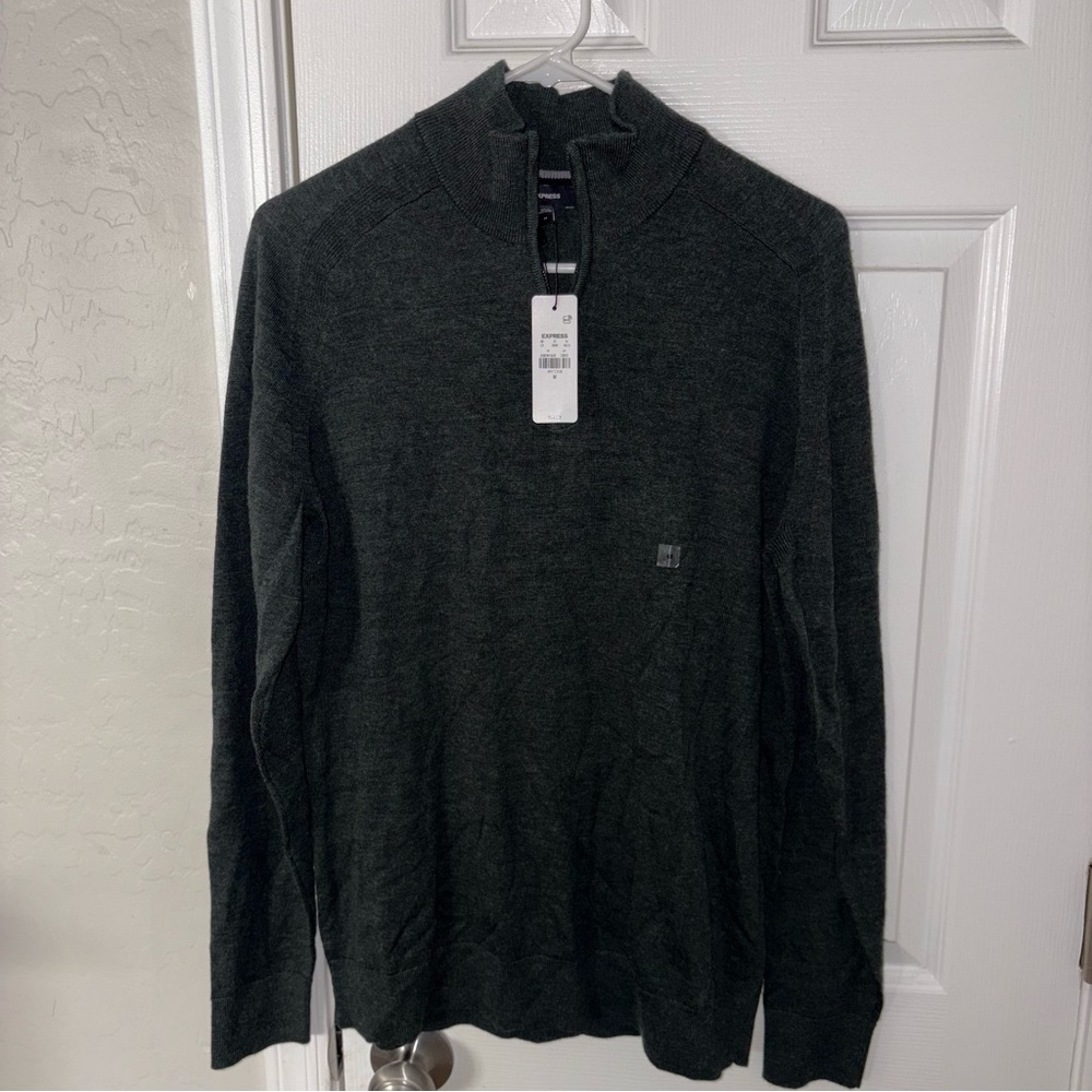 *Express Men's Dark Gray Zip-Up Sweater
